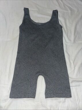 Everyday Seamless Gray Ribbed Tank Romper - Women
